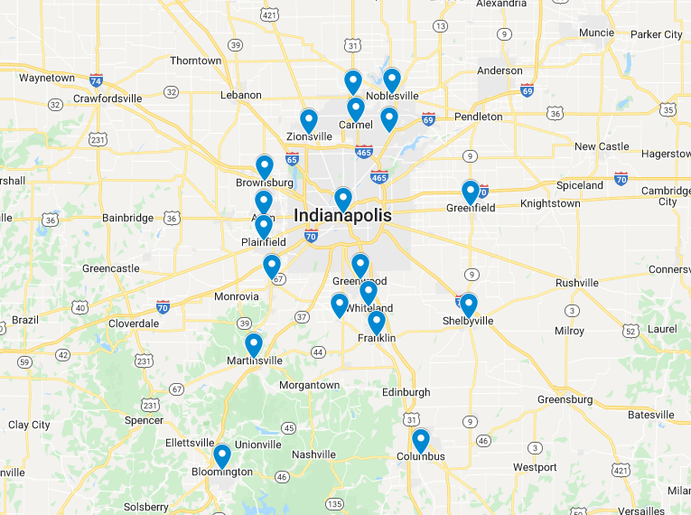 Pressure Washing and House Washing Indianapolis IN footer map